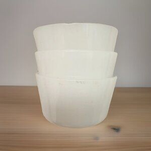 Lot of 3 Vintage Milk Glass Glasbake Custard Ramekin Baking Cups Small Dishes